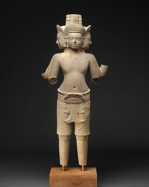 Sandstone sculpture of the four-faced creator god Brahma