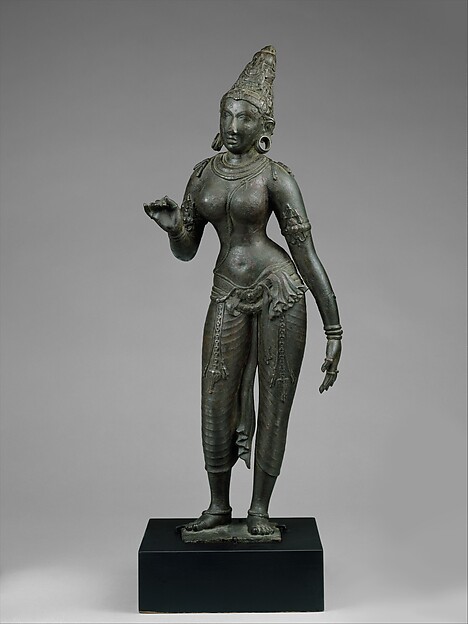 Chola-period bronze of the goddess Parvati standing in a graceful posture