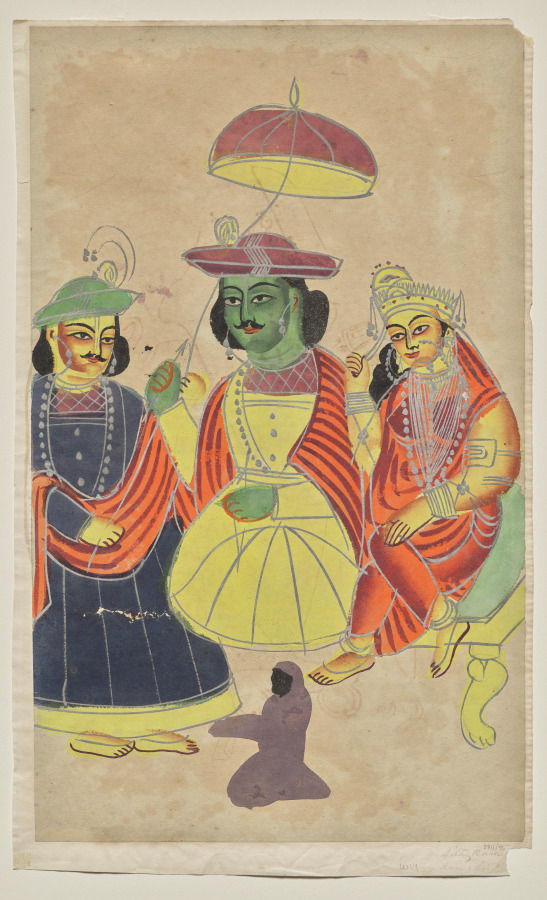 Painting of Rama and Sita enthroned with Lakshmana and the devotee Hanuman attending