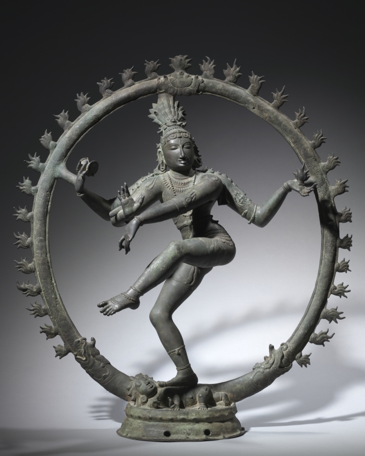 Bronze sculpture of Shiva as Nataraja, lord of the cosmic dance, framed by a ring of flames